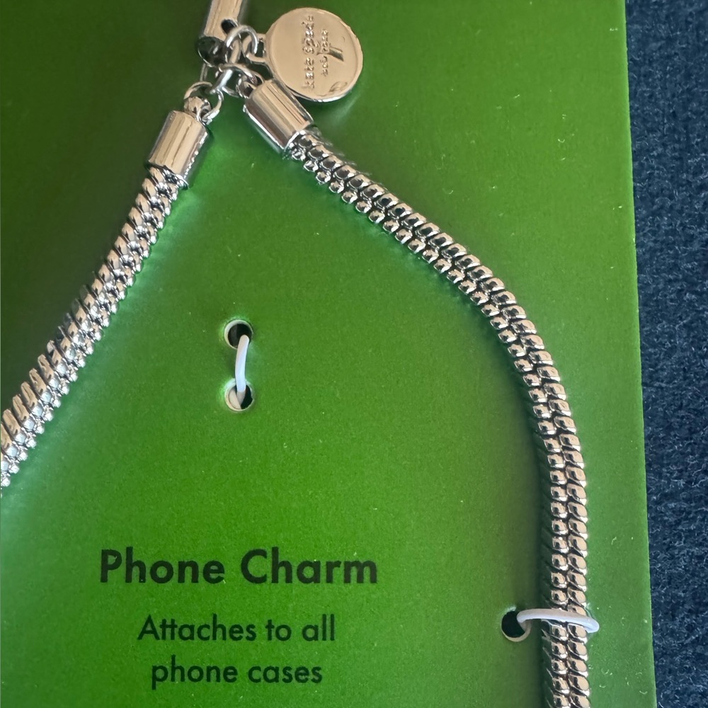 Kate Spade Silver Phone charm with chain! Attaches to all phone! Add some FUN♠️ - Picture 5 of 6